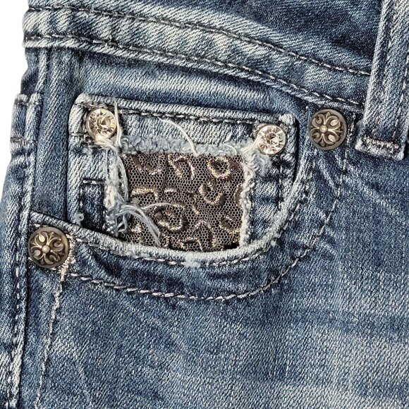 Miss Me Womens Y2K Easy Boot Distressed Low Rise Leopard Print Jeans Size 29 - Picture 7 of 11